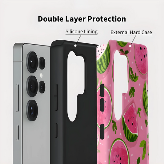 Watermelon Soft Silicone Shockproof Case for Samsung Galaxy S23–S25 Series