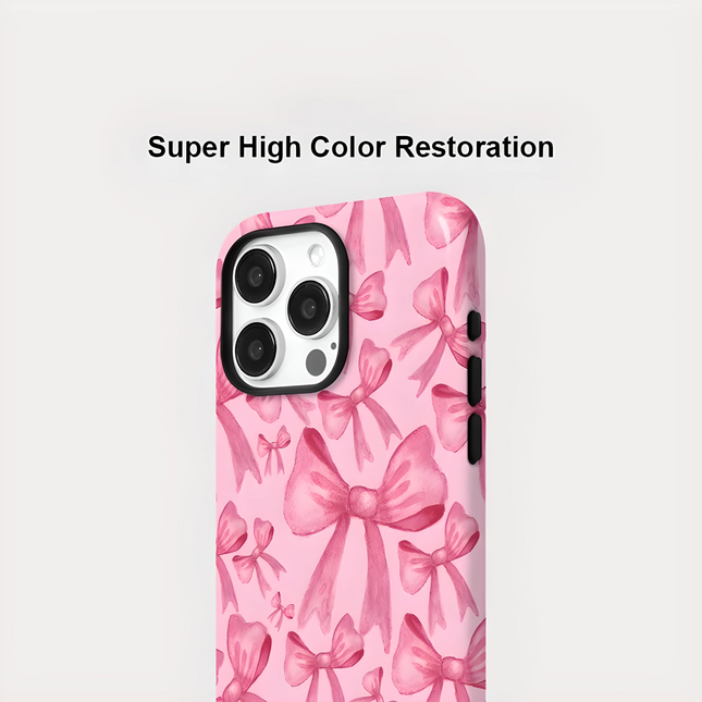 Lovely Pink Bow MagSafe Shockproof iPhone Case for iPhone 11–16 Pro Max