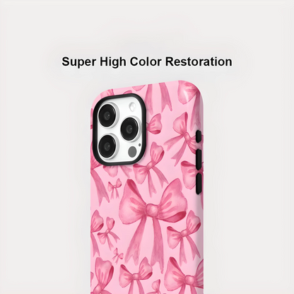 Lovely Pink Bow MagSafe Shockproof iPhone Case for iPhone 11–16 Pro Max