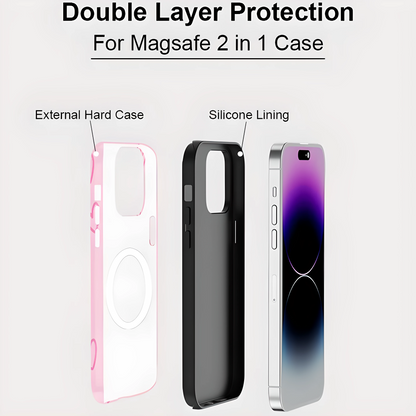 Pink Heart MagSafe Shockproof Case for iPhone 11–16 Pro Max