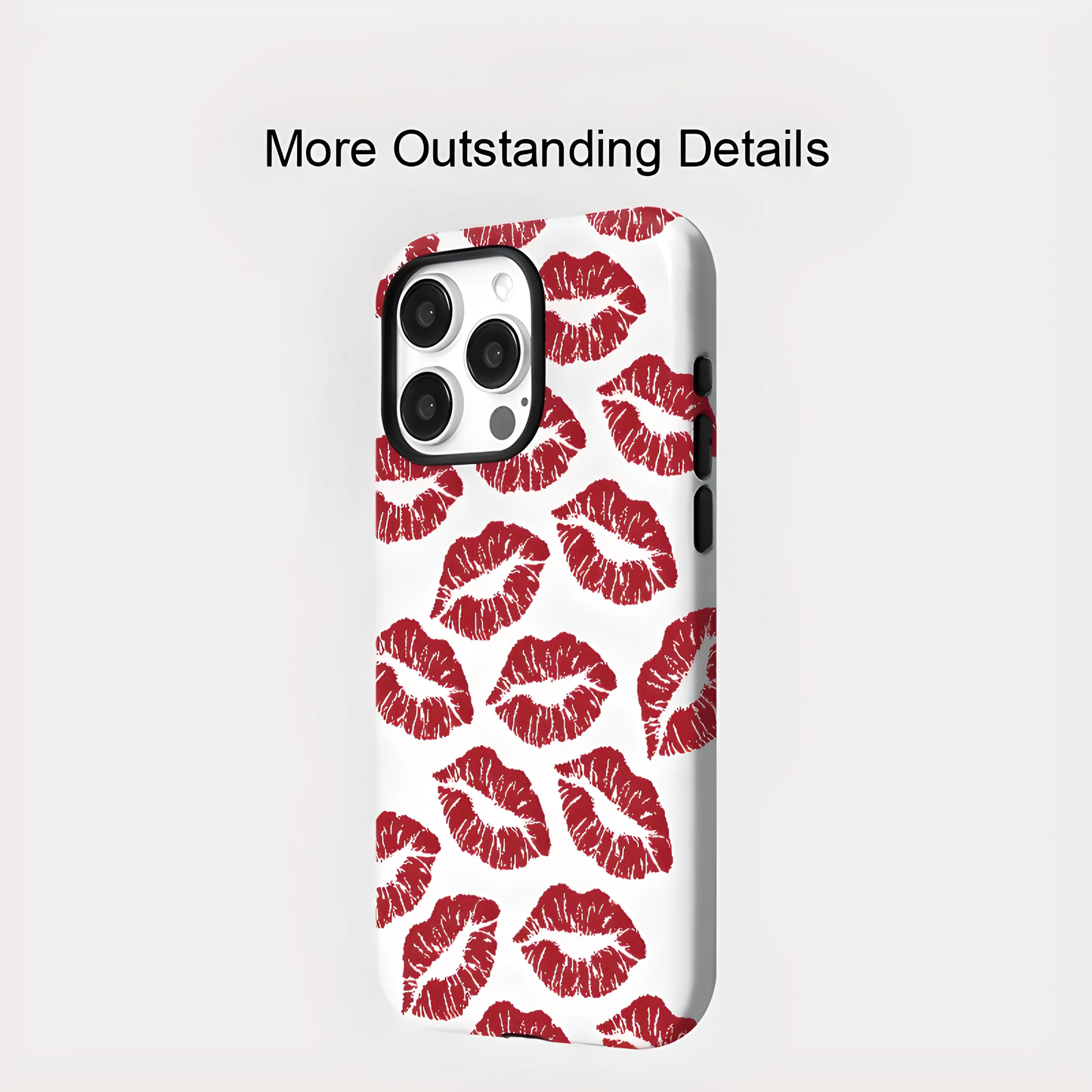 Red Kiss Pattern MagSafe Shockproof iPhone Case for iPhone 11–16 Pro Max