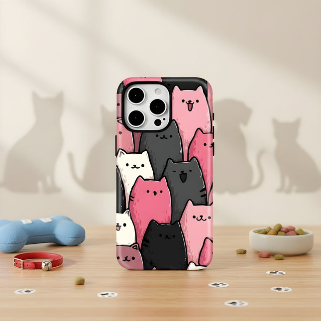 Lovely Cats Pattern MagSafe Shockproof iPhone Case for iPhone 11–16 Pro Max
