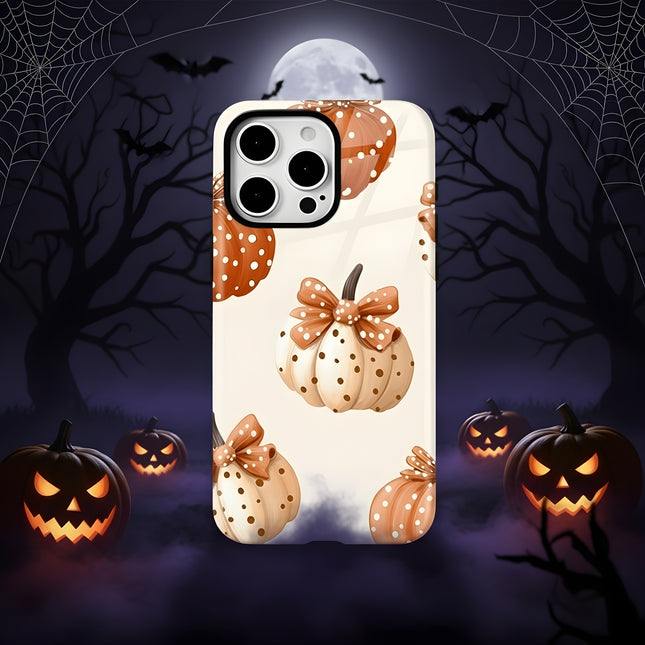 Pumpkin Bow Knot Double-Layer Silicone MagSafe Case for iPhone 11–16 Pro Max