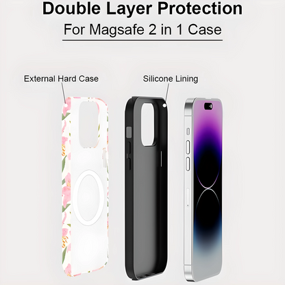 Flower Pattern MagSafe Shockproof iPhone Case for iPhone 11–16 Pro Max