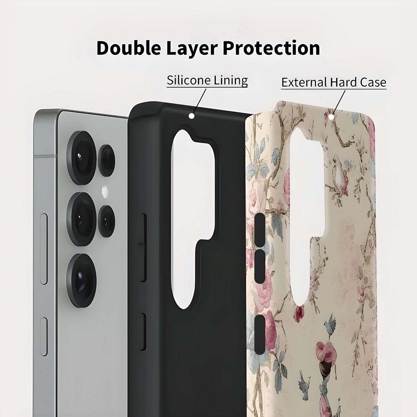 Bloom & Bird Silicone Shockproof Case for Samsung Galaxy S23–S25 Series