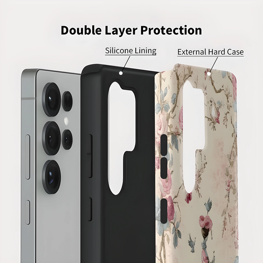 Bloom & Bird Silicone Shockproof Case for Samsung Galaxy S23–S25 Series