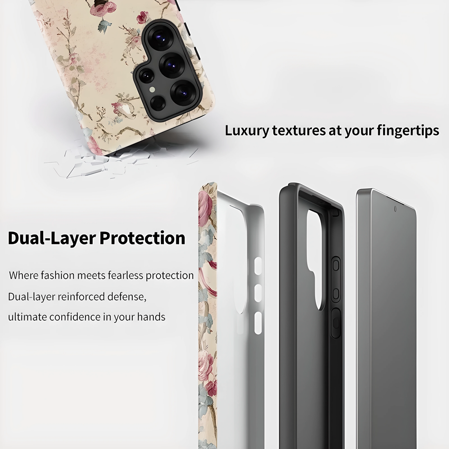 Bloom & Bird Silicone Shockproof Case for Samsung Galaxy S23–S25 Series